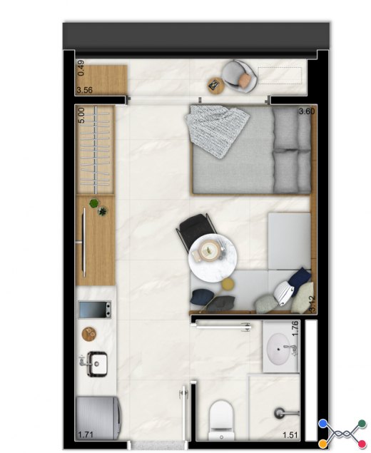 Apartamento Condomínio, Residencial, 1 dormitório(s)