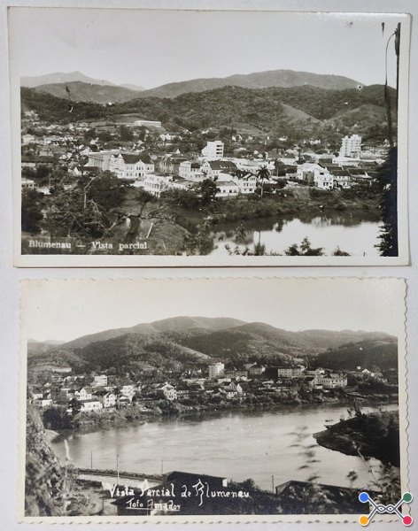 Santa Catarina/"Blumenau" - 2 Antigos Cartões Postais sem uso ano 1957.