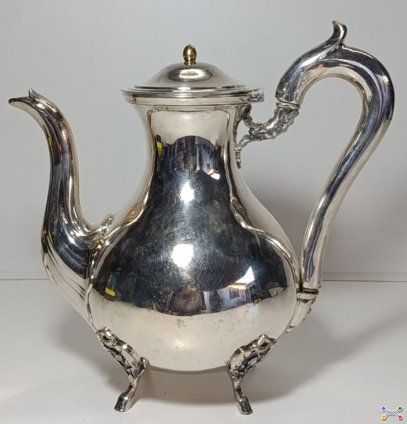 Bule espessurado a Prata Pela Oficina Francesa Aldigier Frères - Prais (1910-1925) - 0,795Kg - 14cm x 23cm x 24cm Atendi