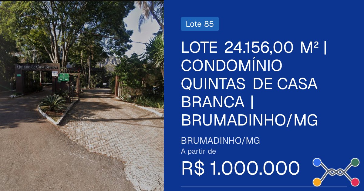 Lote 24.156,00 m² | condomínio quintas de casa branca | brumadinho/mg