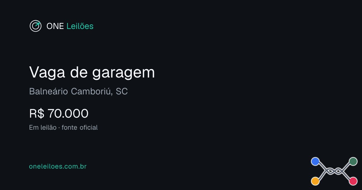 Fonte não publica imagem Fonte sem imagem Leilão online Leilão Vaga de garagem Balneário Camboriú/SC