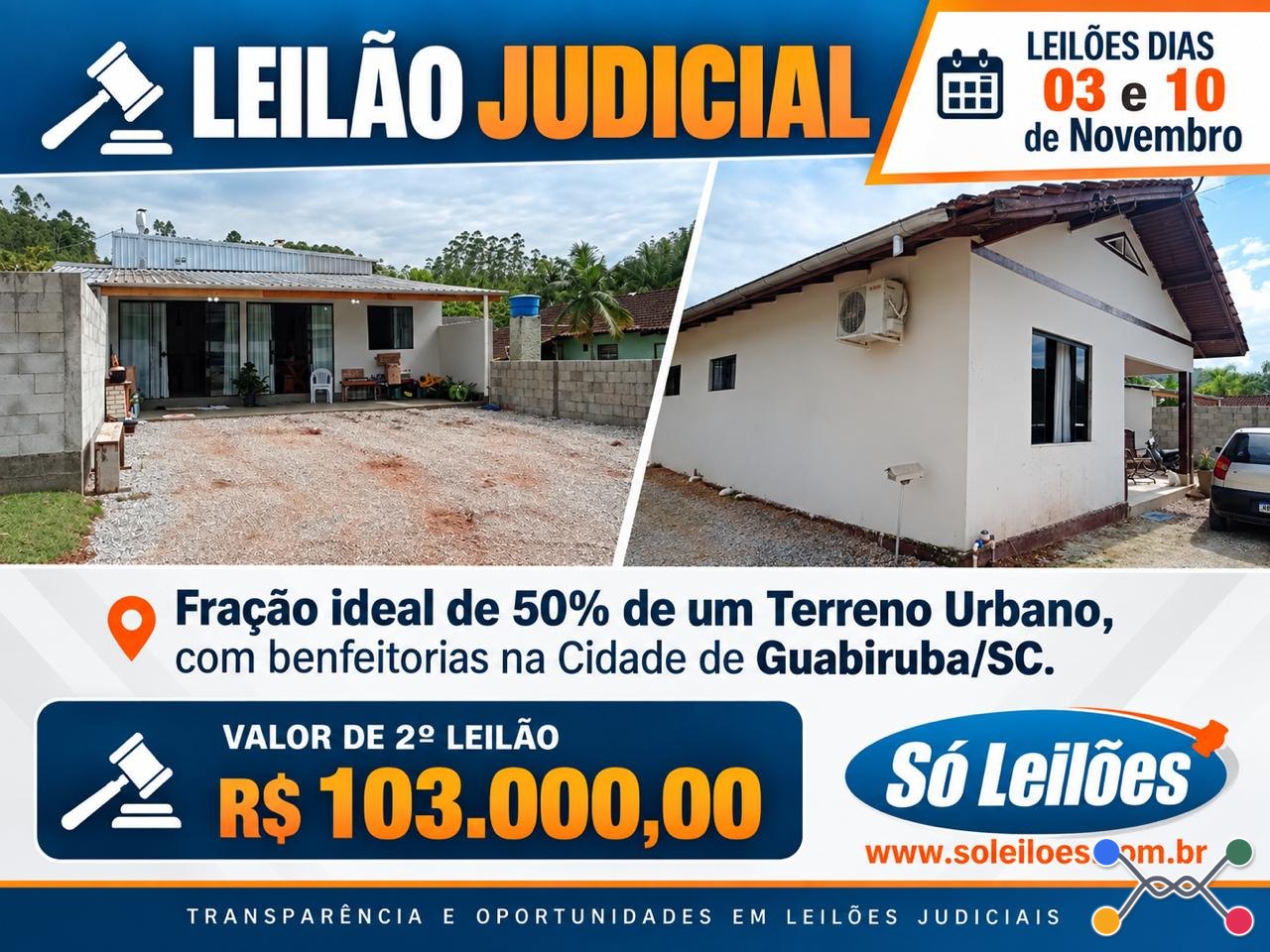 FRAÇÃO IDEAL DE TERRENO URBANO COM BENFEITORIAS - Só Leilões