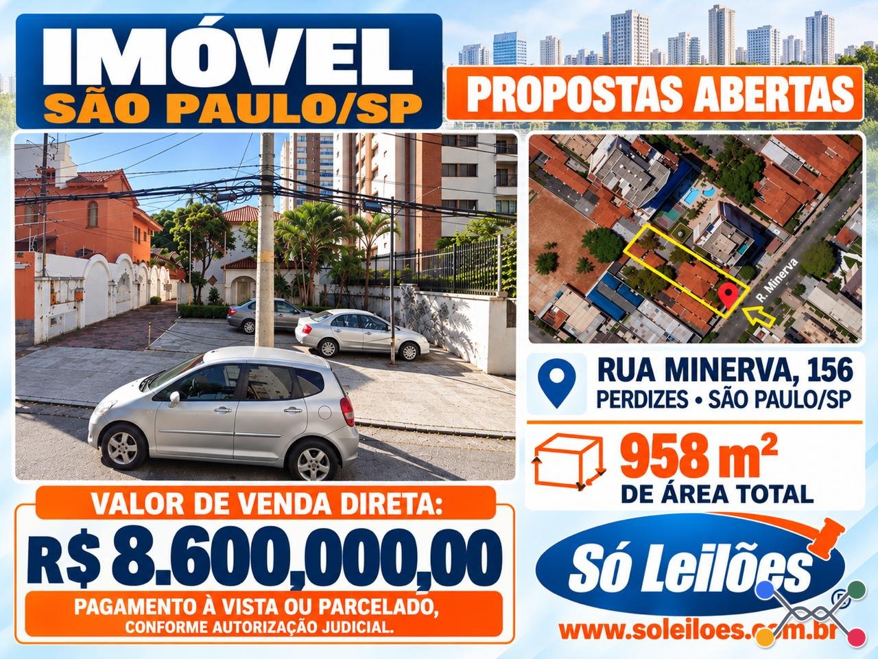 VENDA DIRETA: IMÓVEL COM 958,44M², PERDIZES SÃO PAULO/SP - Só Leilões