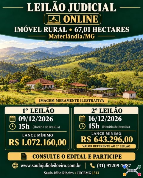 Imóvel rural c/ área de 67,01 hec com benfeitorias