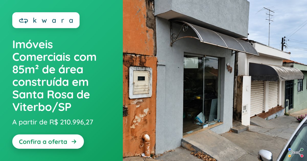 Imóveis Comerciais com 85m² de área construída em Santa Rosa de Viterbo/SP