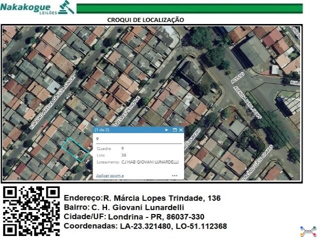 3408 - DATA DE TERRAS sob nº 38, da qd. nº 09 , área de 200,00 m². CJ HAB Giovani Lunardelli, Londrina/PR