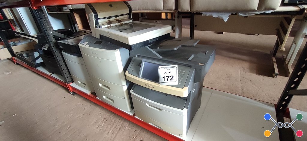 03 IMPRESSORAS MODELOS DIVERSOS MARCA LEXMARK E 02 SCANNERS. (NO ESTADO) ATENÇÃO! FAZER A VISITAÇÃO ANTES DE ARREMATAR, NÃO SABEMOS SE FUNCIONA, LEILÃO NÃO TEM GARANTIA E NEM DEVOLUÇÃO, SUJEITO A POSSÍVEIS AVARIAS VISÍVEIS/OCULTAS E/OU AUSÊNCIA DE COMPONENTES.