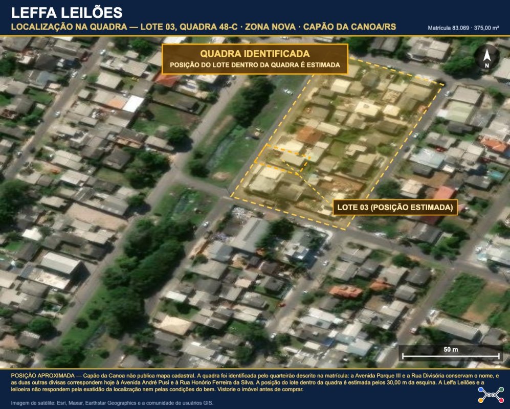 DIREITOS DE UM TERRENO URBANO, COM BENFEITORIAS, COM A ÁREA DE 375,00M², SITUADO NO LUGAR DENOMINADO ZONA NOVA, NA CIDADE DE CAPÃO DA CANOA/RS