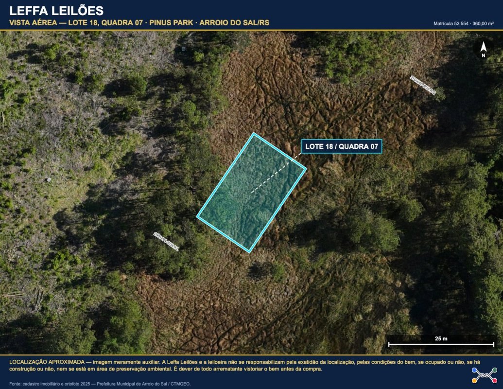 DIREITOS E AÇÕES DE UM TERRENO URBANO, SEM BENFEITORIAS, COM A ÁREA DE 360,00M², SITUADO NO LUGAR DENOMINADO PINUS PARK, NA CIDADE DE ARROIO DO SAL/RS