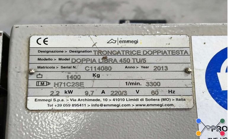 unidade industrial de corte de cabeca dupla maquina emmegi doppia libra 450 tu 5 2013 referencia item 1 4715365
