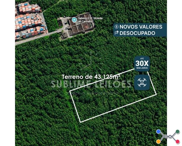 Gleba de terras no guarujá - terreno de 43.125m² | sem benfeitorias