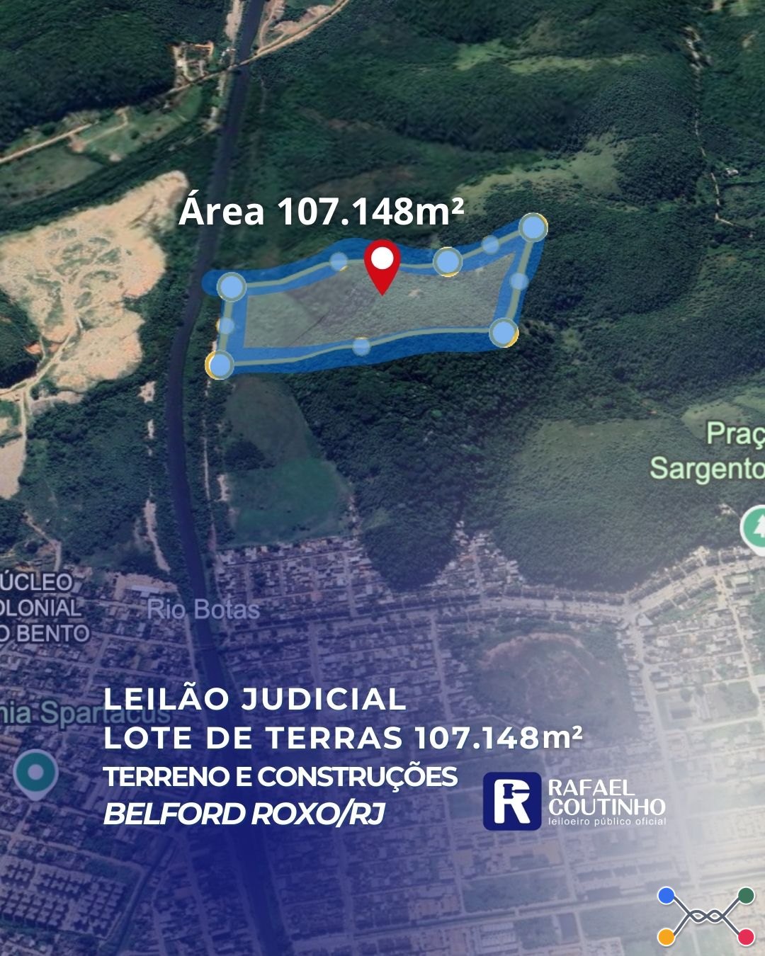 Lote de terras - área 107.148m² - núcleo colonial são bento, belford roxo/rj. terreno e respectivas construções. pague em até 60 vezes.